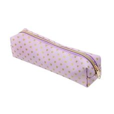 Estojo Estampado 1 Zíper Com Pompom Lilás e Branco - BRW