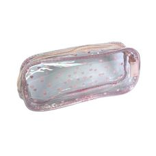 Estojo Transparente 1 Zíper Coração Rosa - BRW