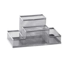 Organizador de Mesa Aramado Ilha 4 Divisórias Prata - BRW