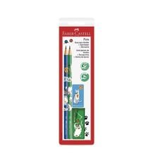 Kit Escolar Pets Lápis Grafite + Borracha + Apontador Verde/Azul 4 Peças  - Faber-Castell