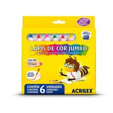 Lápis de Cor Jumbo 6 Cores - Acrilex