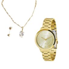 Kit Relógio Lince Feminino Dourado LRG4749L36 K02LC2KX
