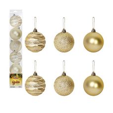 BOLA TB WAVE 6CM C/6PCS DOURADO - ART CHRISTMAS