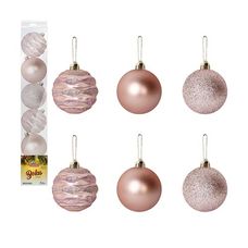 BOLA TB WAVE 6CM C/6PCS ROSE - ART CHRISTMAS