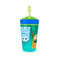 COPO 2 EM 1 COM CANUDO E PORTA SNACK 270ML AZUL - NUBY