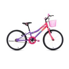 BICICLETA ARO 20 BIXY ROSA PER/ROXO C/CESTA ROSA