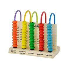 Ábaco de Madeira Paradidático Infantil 15cm com 5 Hastes - DM Toys