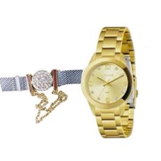 Kit Relógio Lince Feminino Dourado LRG4785L34 K07FC2KX
