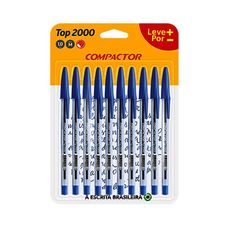 Caneta Esferográfica Top 2000 Azul Com 10 Unidades - Compactor