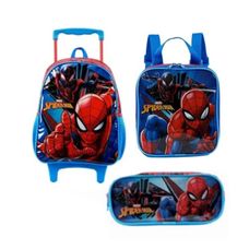 Kit Mochila Com Rodas + Lancheira + Estojo Spider Man X1 - Xeryus