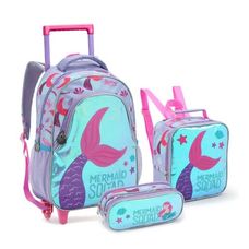 KIT MOCHILA C/RODAS+ ESTOJO+LANCHEIRA FEMININA