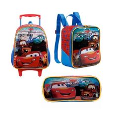 Kit Mochila Com Rodas + Lancheira + Estojo Carros X - Xeryus