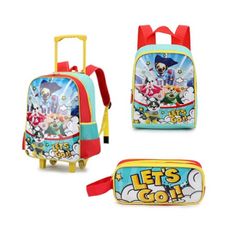 Kit Mochila Com Rodas + Frasqueira + Estojo Let's Go Verde - Cruzeiro Malas