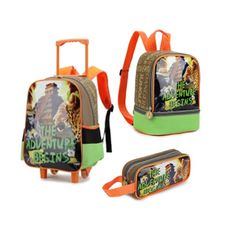Kit Mochila Com Rodas + Frasqueira + Estojo The Adventure Begins Laranja  - Cruzeiro Malas