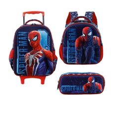 Kit Mochila Com Rodas + Estojo Box + Mini Mochila Spiderman SE - Xeryus