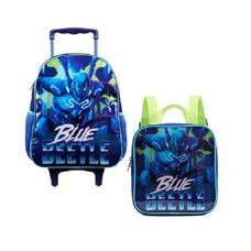Kit Mochila Com Rodas + Lancheira Blue Beetle - Xeryus