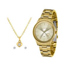 Kit Relógio Lince Feminino Dourado LRGJ117L KY74C1KX