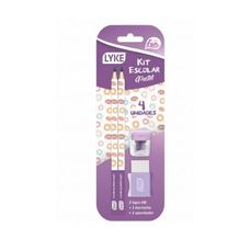 Kit Escolar Roxo Pastel 2 Lápis Grafite + 1 Apontador + 1 Borracha - Lyke