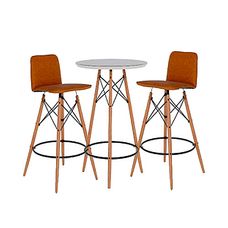 Conjunto de Mesa Bistrô Gourmet Off White Com 2 Banquetas Gourmet Preto/Facto Marrom - Imcal