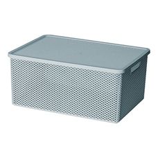 CESTO ORGANIZADOR C/ TAMPA GREY 37X27X16 CM LINEA