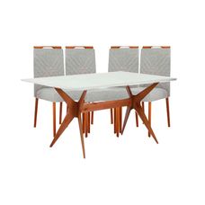 Conjunto de Mesa Angélica 120x90cm Com 4 Cadeiras Melissa Imbuia - Móveis Capri