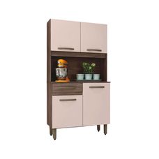 Kit Cozinha 4 Portas 1 Gaveta Uruguai Nogal/Baunilha - Móveis Dacheri