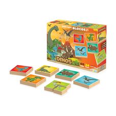 Quebra-Cabeça em Blocos Dinos 24 Peças - Junges Brinquedos