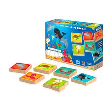 Quebra-Cabeça em Blocos Fundo do Mar 24 Peças - Junges Brinquedos