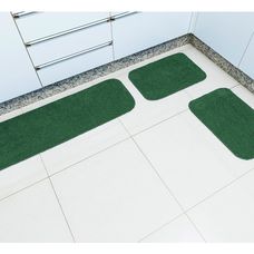 Jogo de Tapete para Cozinha 3 Peças Algodão Color Pop Verde - Tapetes Júnior
