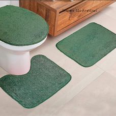 Jogo de Tapete para Banheiro 3 Peças Algodão Color Pop Verde - Tapetes Júnior
