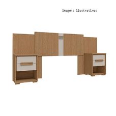 Cabeceira Casal com Mesa de Cabeceira 2 Gavetas Angra Carvalho/Off White - Móveis Rimo