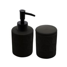 KIT P/BANHEIRO 2PCS CERAMICA LEAF PRETO 29561