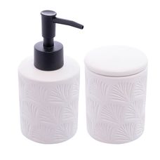 KIT P/BANHEIRO 2PCS CERAMICA LEAF BRANCO 29560