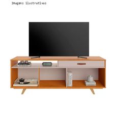 Rack para TV de até 65 Polegadas Ímpar Candian JCM Movelaria - Cinamomo/Off White