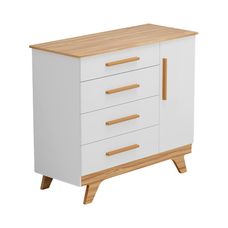 COMODA RETRO 1 PT BRANCO BRILHO/AMENDOA