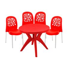 Conjunto de Mesa com 4 Cadeiras Deluxe X Vermelho - Forte Plástico
