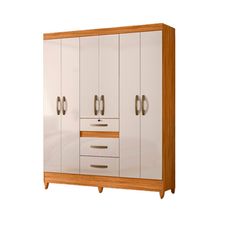 Guarda Roupa 6 Portas 3 Gavetas Itatiba Freijó/Off White - Moval