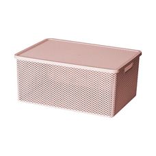 CESTO ORGANIZADOR C/TAMPA LIGHT ROSE 37X27X16CM