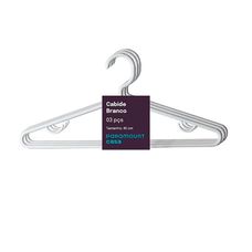 Conjunto de Cabides de Plástico Paramount 40cm Branco – 3 Unidades