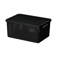 CESTO ORGANIZADOR C/TAMPA PRETO 27X19X12CM LINEA