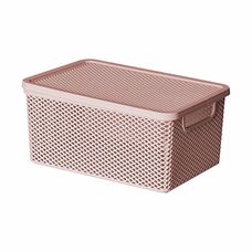 CESTO ORGANIZADOR C/ TAMPA LIGHT ROSE 27X19X12CM