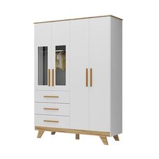 Armario Retro 4 Pts Branco/Amênoa