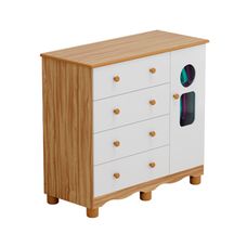 Cômoda Tedy 1 Pt Branco/Amêndoa