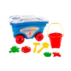 Kit Brinquedo de Praia Infantil Carrinho de Puxar e Baldinho - GGB Brinquedos