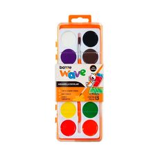 Aquarela Escolar 12 Cores com Pincel Wave – Bazze