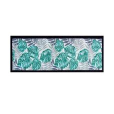 JOGO TAPETE P/COZINHA 3PCS FOLHA VERDE CINZA