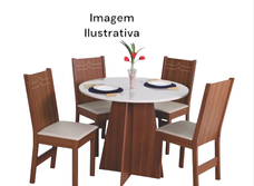 Conjunto de Mesa Elane Com 4 Cadeiras Elane Bagum Bege Café/Off White - Móveis São Carlos