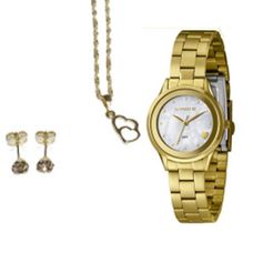 Kit Relógio Lince Feminino Dourado LRGH231L30 K0CPB1KX