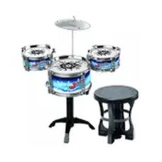 Super Bateria Musical Infantil com Banquinho e Baquetas