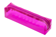 ESTOJO TRANSPARENTE QUADRADO 1 ZIPER ROSA